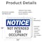 Signmission Not Intended For Occupancy, 24 in W x Rectangle, Vinyl Decal OS-2PACK-NS-D-1824-L-15187 - alternate 6